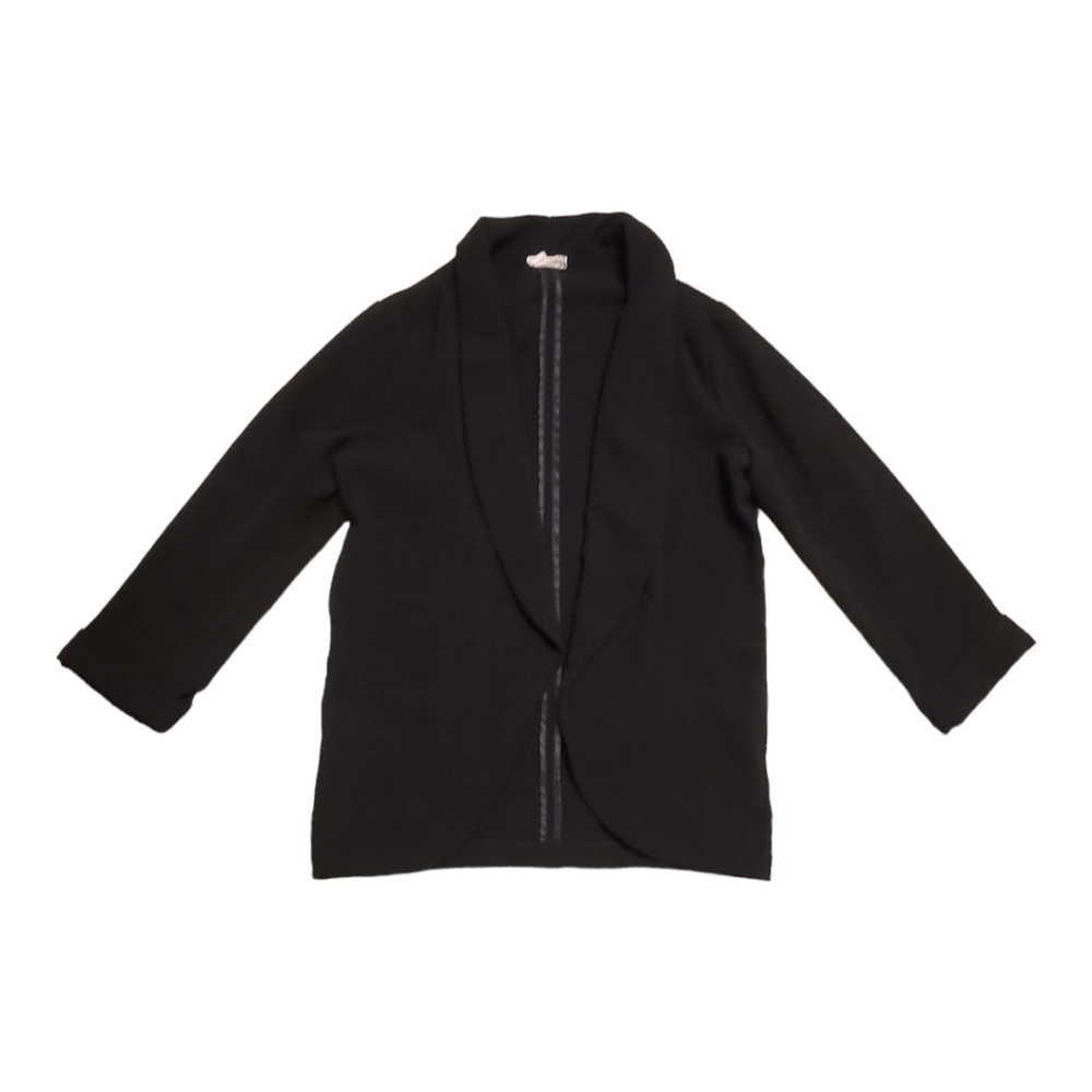 Sienna Sky Womens Dark Black Blazer in Size Small Flowy Open Front with Pockets